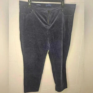 Talbots Flawless Slim Leg Ankle Mid-rise Navy Fine Whale Corduroy Pants 20W EUC